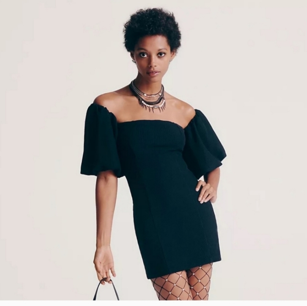 Free people bodycon Bubbly Mini Dress size l black new without tags